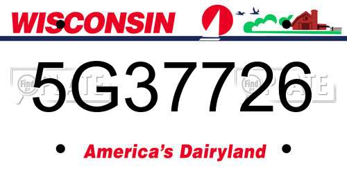 5G37726 Wisconsin License Plate