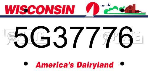 5G37776 Wisconsin License Plate