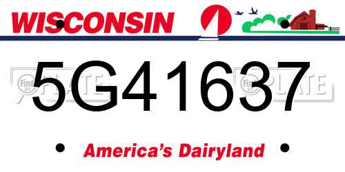 5G41637 Wisconsin License Plate