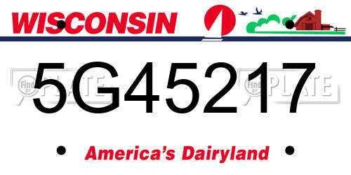 5G45217 Wisconsin License Plate