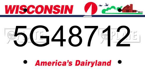 5G48712 Wisconsin License Plate