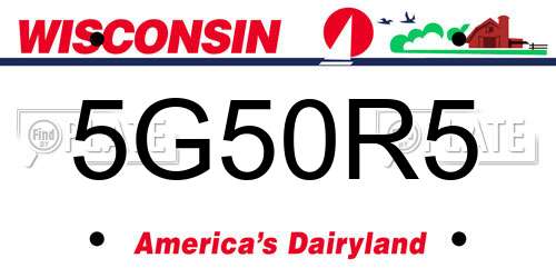 5G50R5 Wisconsin License Plate
