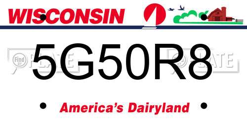 5G50R8 Wisconsin License Plate