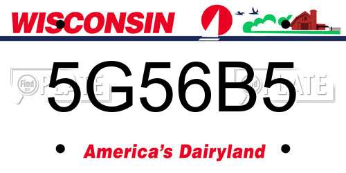 5G56B5 Wisconsin License Plate