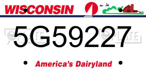 5G59227 Wisconsin License Plate
