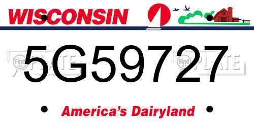 5G59727 Wisconsin License Plate