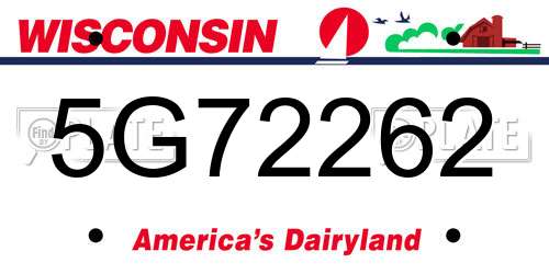 5G72262 Wisconsin License Plate