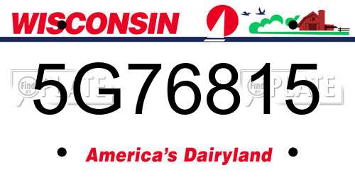 5G76815 Wisconsin License Plate