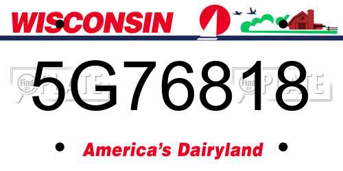 5G76818 Wisconsin License Plate
