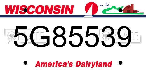 5G85539 Wisconsin License Plate