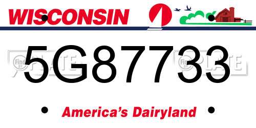 5G87733 Wisconsin License Plate