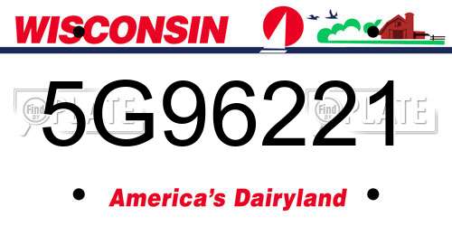 5G96221 Wisconsin License Plate