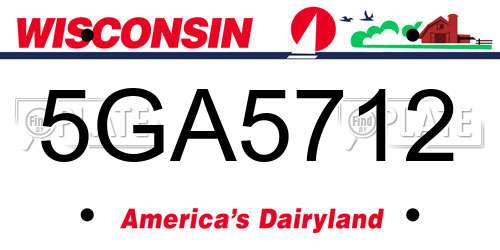 5GA5712 Wisconsin License Plate