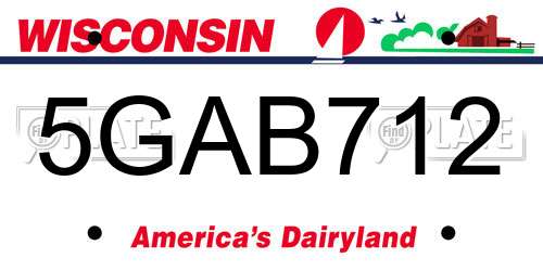 5GAB712 Wisconsin License Plate