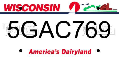 5GAC769 Wisconsin License Plate