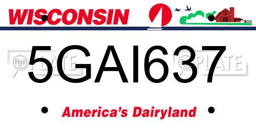 5GAI637 Wisconsin License Plate