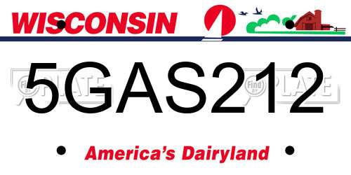 5GAS212 Wisconsin License Plate