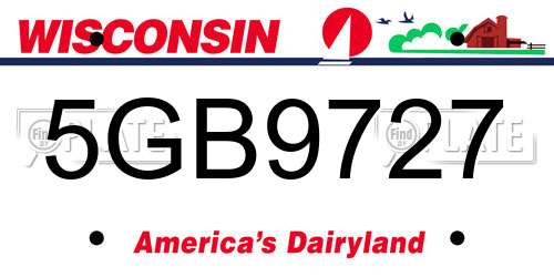 5GB9727 Wisconsin License Plate