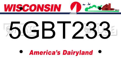 5GBT233 Wisconsin License Plate
