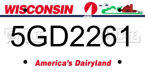 5GD2261 Wisconsin License Plate