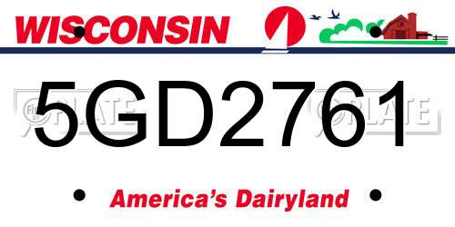 5GD2761 Wisconsin License Plate