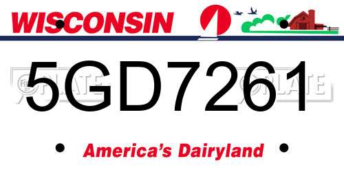 5GD7261 Wisconsin License Plate