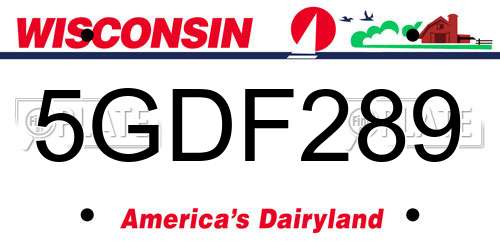5GDF289 Wisconsin License Plate