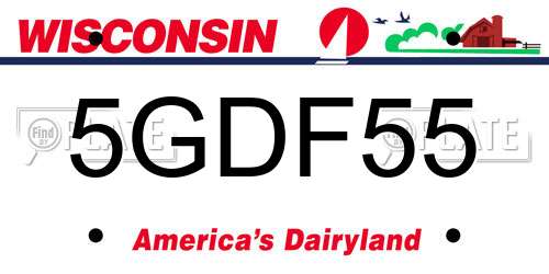5GDF55 Wisconsin License Plate