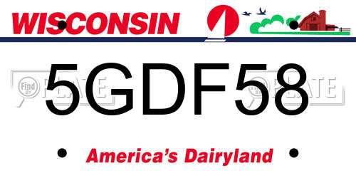 5GDF58 Wisconsin License Plate