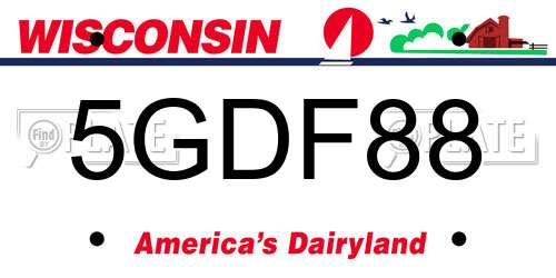 5GDF88 Wisconsin License Plate