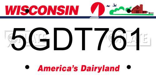 5GDT761 Wisconsin License Plate
