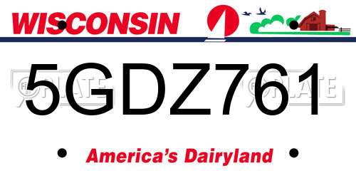 5GDZ761 Wisconsin License Plate