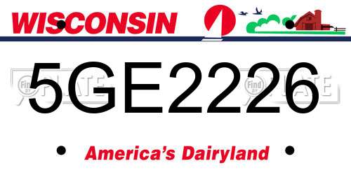 5GE2226 Wisconsin License Plate