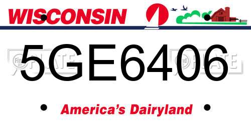 5GE6406 Wisconsin License Plate