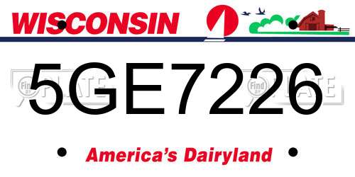 5GE7226 Wisconsin License Plate