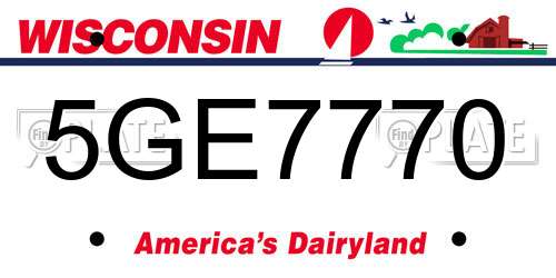 5GE7770 Wisconsin License Plate
