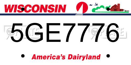 5GE7776 Wisconsin License Plate
