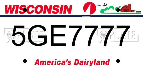 5GE7777 Wisconsin License Plate