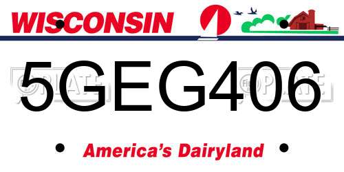 5GEG406 Wisconsin License Plate