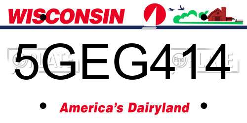 5GEG414 Wisconsin License Plate