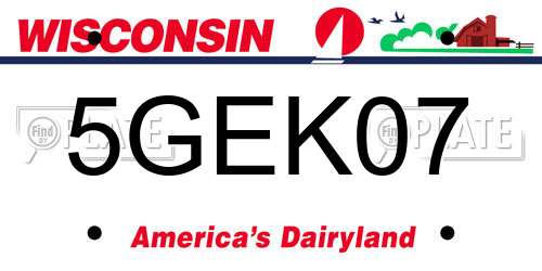 5GEK07 Wisconsin License Plate