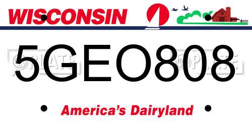 5GEO808 Wisconsin License Plate