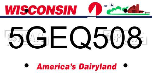 5GEQ508 Wisconsin License Plate