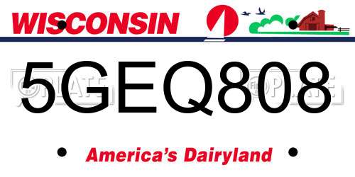 5GEQ808 Wisconsin License Plate