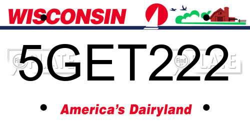 5GET222 Wisconsin License Plate