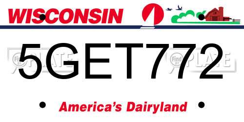 5GET772 Wisconsin License Plate