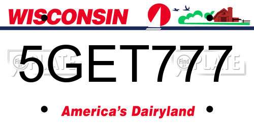 5GET777 Wisconsin License Plate
