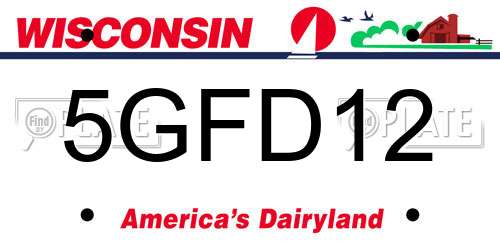 5GFD12 Wisconsin License Plate