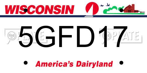 5GFD17 Wisconsin License Plate