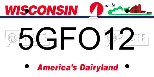 5GFO12 Wisconsin License Plate